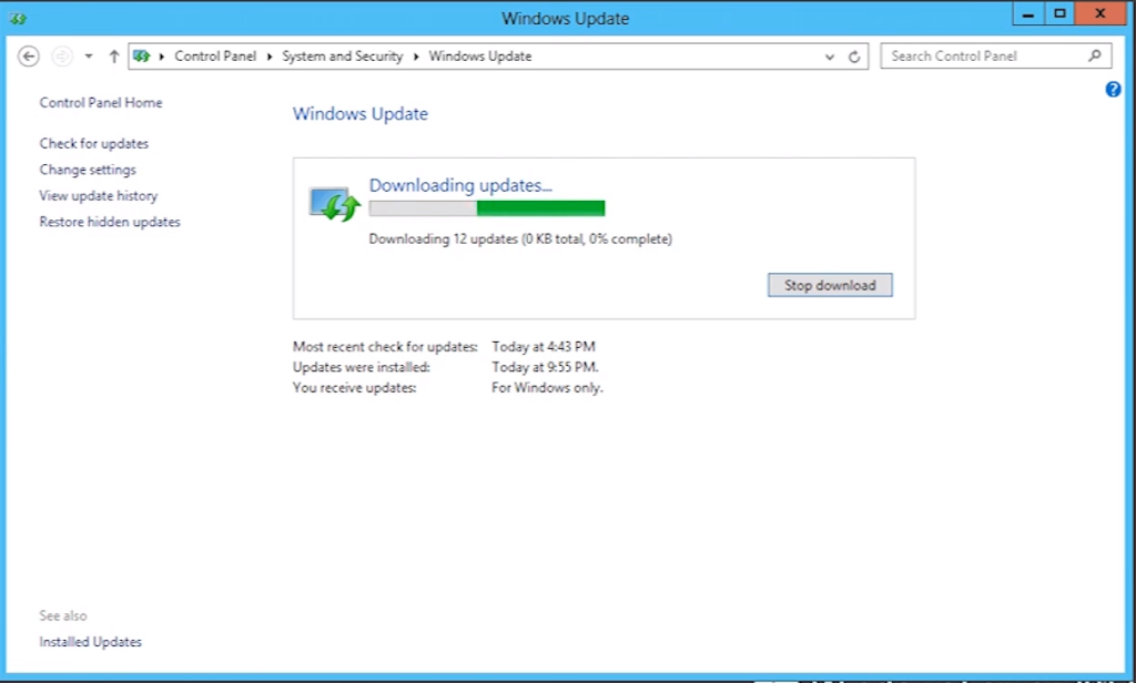 windows update system administrator